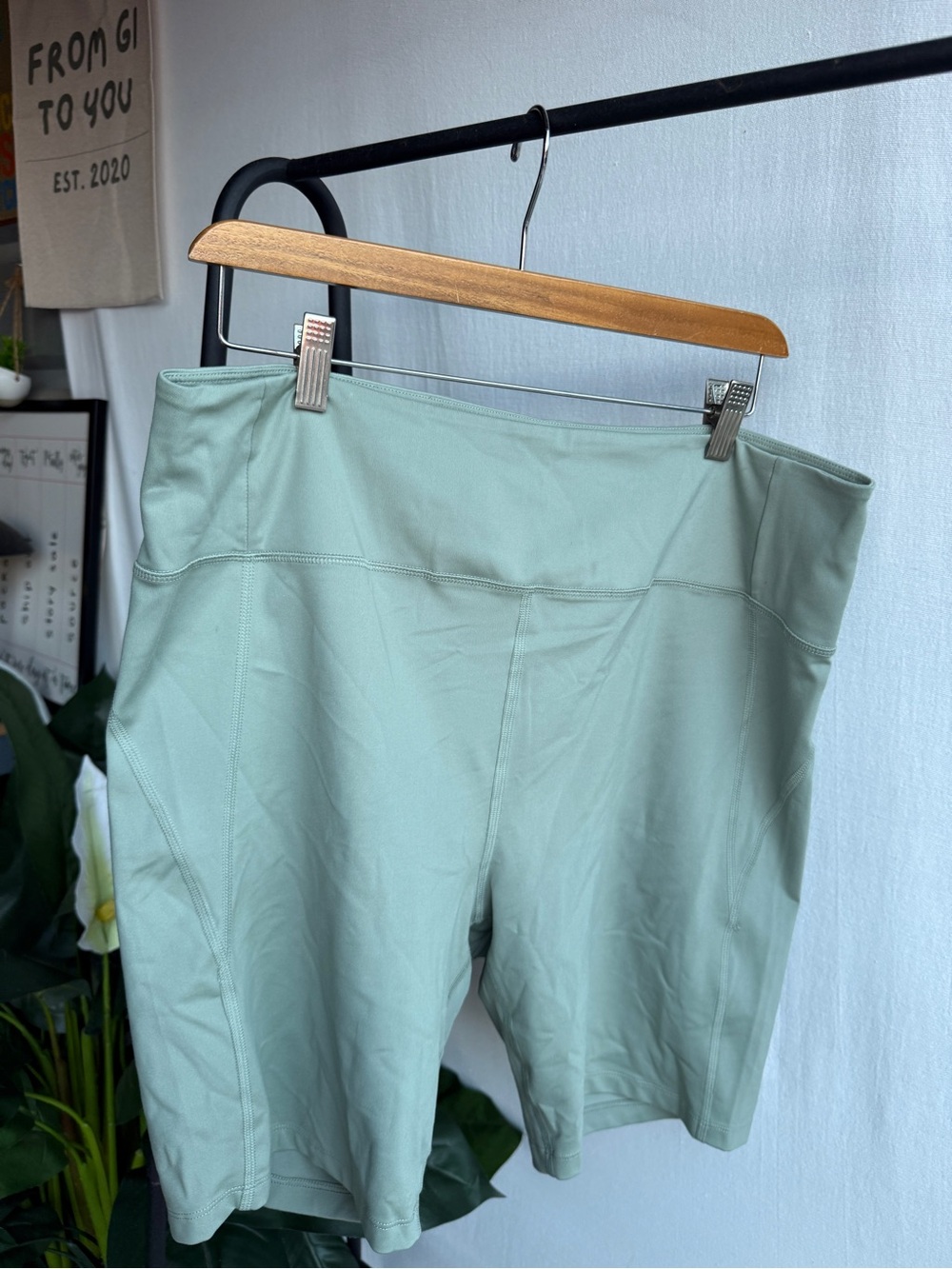 Girlfriend Collective Sage Green Biker Shorts / Size 4XL